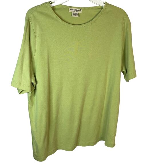 Eddie Bauer 1X large Women Lime Green top 100% cotton - Picture 1 of 4